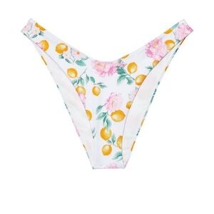 NWT WOMENS VICTORIA SECRET SWIM Brazilian Bikini Bottom WHITE WITH LEMONS SIZE M